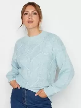 Image of Long Tall Sally Blue Chunky Cable Knit Jumper, Blue, Size 22-24, Women