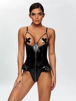 Image of Ann Summers Bodywear Uninhibited Crotchless Teddy - Black, Size XS, Women