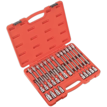 Image of Sealey 30 Piece 1/2" Drive Hexagon Socket Bit Set Metric 1/2"