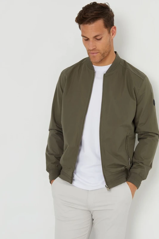 Image of Threadbare 'Predict' Showerproof Classic Bomber Jacket Khaki