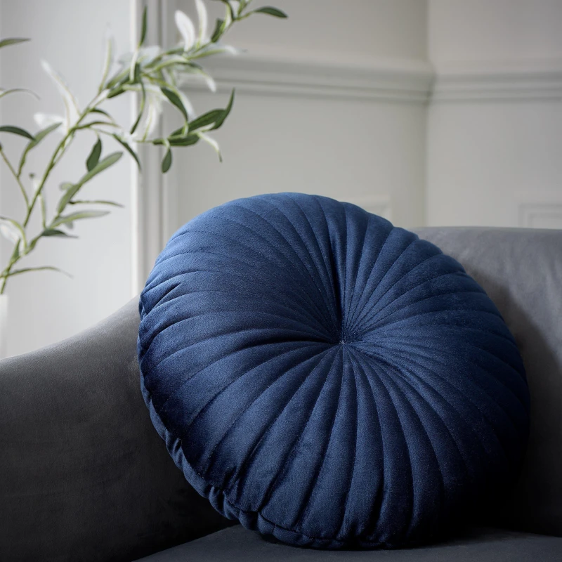 Image of Catherine Lansfield Catherine Lansfield Round Velvet Cushion Navy 40X40CM WB13308