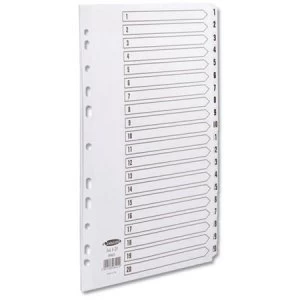 Image of Concord Commercial Index Mylar-reinforced Europunched 1-20 Clear Tabs A4 White Ref 08401