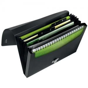 Image of Leitz Recycle Expanding Concertina File A4 - 5 compartments - Black -