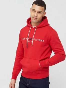 Image of Tommy Hilfiger Tommy Logo Hoodie - Primary Red, Primary Red, Size 2XL, Men