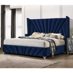 Image of The Premiere Upholstered Beds - Plush Velvet, Super King Size Frame, Blue - Blue