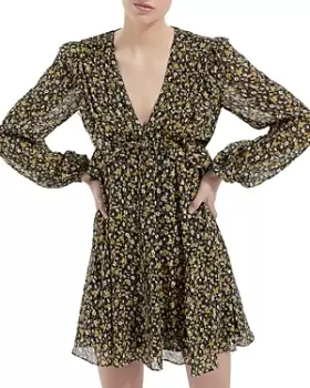 Image of The Kooples Camo Flowers Ruffled Mini Dress