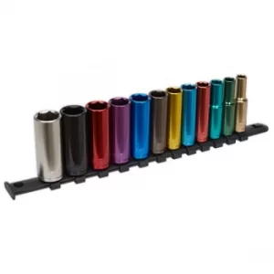 Image of Sealey AK2873D Multi-Coloured Socket Set 12pc 3/8"Sq Drive 6pt Dee...