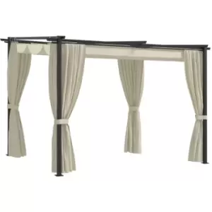 Image of Gazebo with Curtains 3x3 m Cream Steel - Cream - Vidaxl