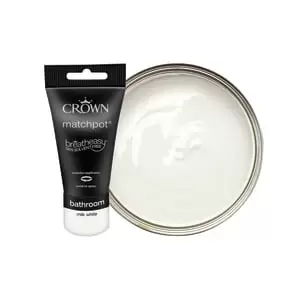 Image of Crown Easyclean Mid Sheen Emulsion Bathroom Paint - Milk White Tester Pot - 40ml