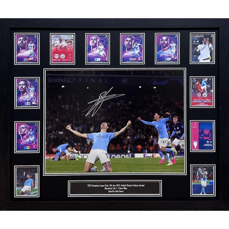 Image of AllStarSignings Ltd John Stones signed Manchester City photo Blue unisex One Size