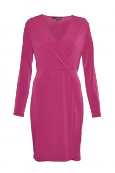 Image of French Connection Slinky Wrap Dress Pink
