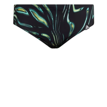 Image of adidas Graphic Souleaf 3-Stripes Swim Trunks Mens - Black