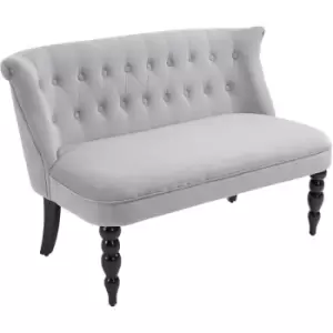 Image of Homcom - Velvet-Feel French Inspired Two-Seat Lounger Couch w/ Wood Frame Vintage