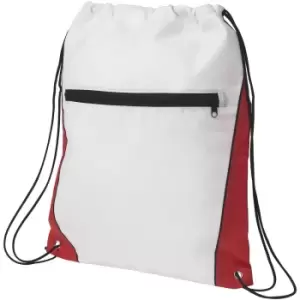 Image of Bullet Contrast Non Woven Drawstring Backpack (One Size) (White/Red)