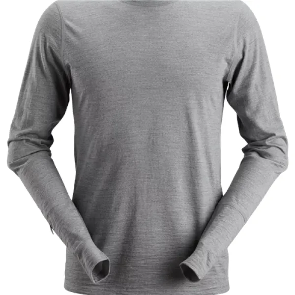 Image of Snickers AllroundWork Wool Long Sleeve T-Shirt - Grey Melange - S