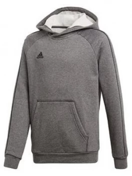 Image of Adidas Youth Core 18 Sweat Hooded Tracksuit Top - Grey