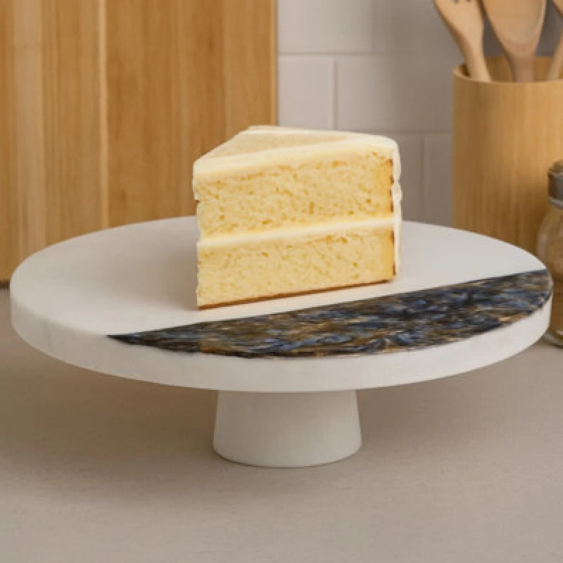 Image of Premier Housewares Imogen White Marble Round Cake Stand White