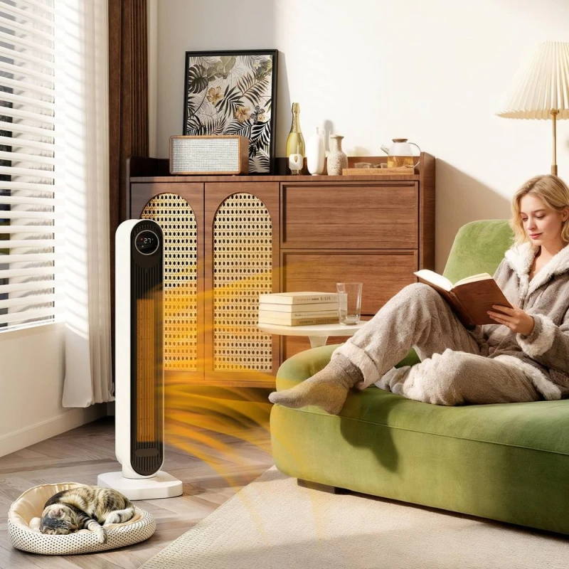 Image of HOMCOM HOMCOM 2000W Ceramic Electric Heater, Space Heater with Fan, Timer, Remote in White White One Size Unisex 5063603979345