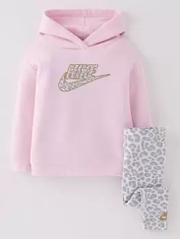 Image of Nike Fleece Pullover & Legging Set - Pink/White, Size 12 Months, Women
