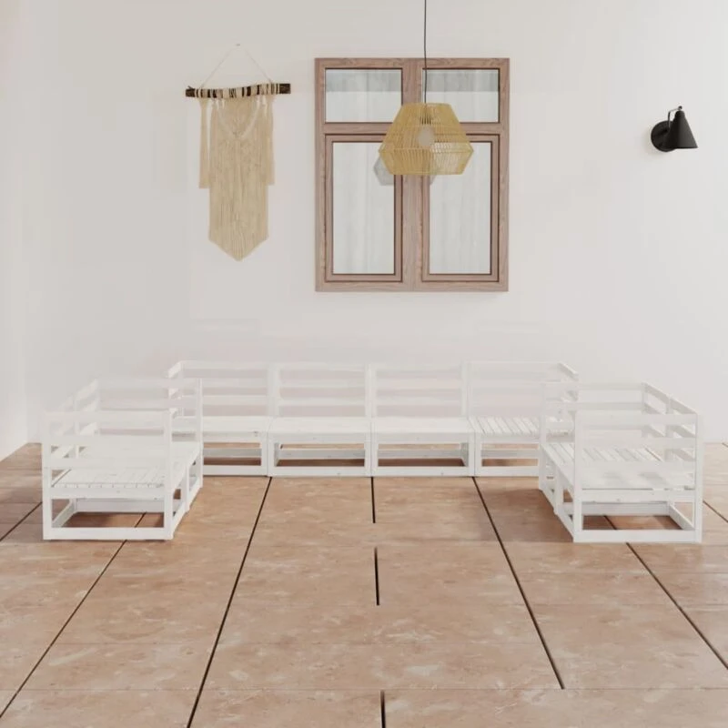 Image of VIDAXL 8 Piece Garden Lounge Set White Solid Pinewood Vidaxl 8720286465639