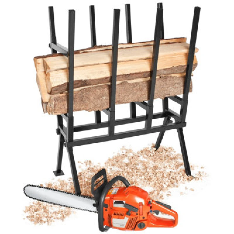 Image of Tectake Sawhorse - Steel Log Saw, With Locking Bracket, Height-Adjustable Feet - Black