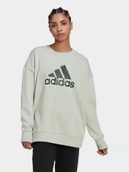 Image of adidas Future Icons Animal Print Sweatshirt, Green Size M Women