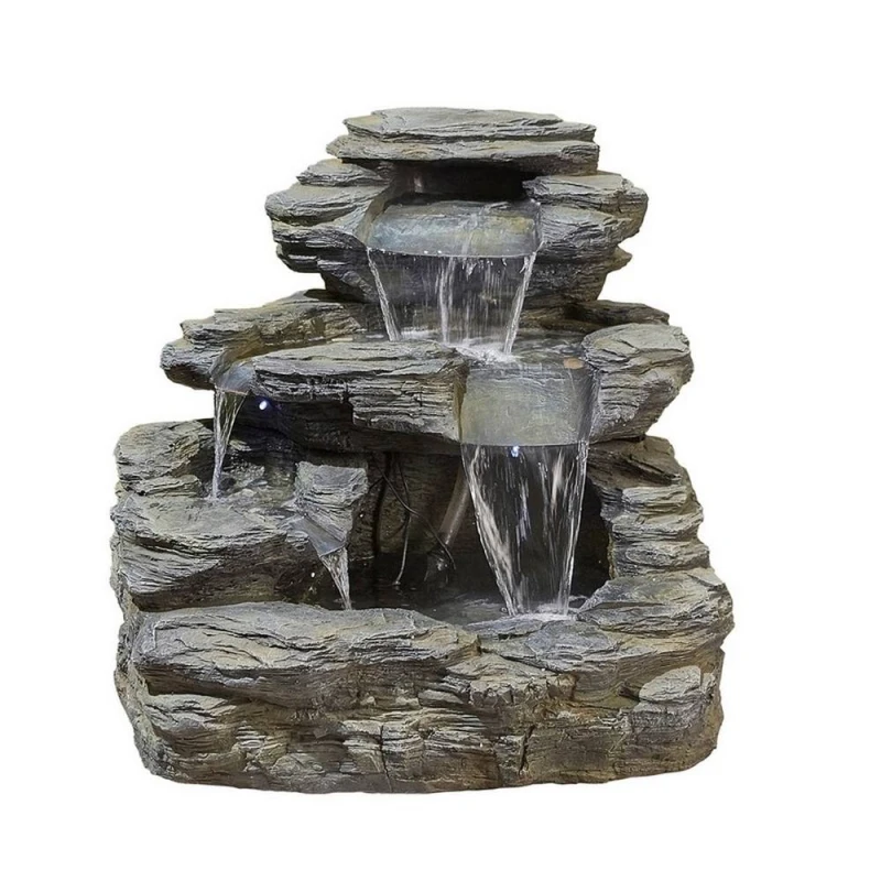 Image of Altico Garden Products Ltd Brecon Falls Water Feature - L8.9 x W8.9 x H61.5cm in Grey Grey Unisex