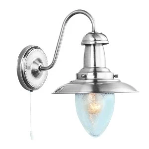 Image of 1 Light Wall Light Satin Silver with Seeded Glass Shade, E27