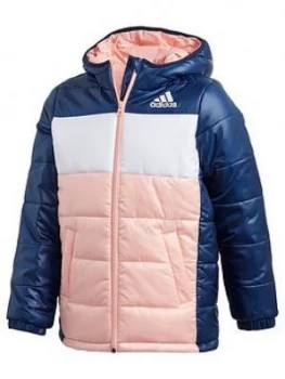 Image of adidas Youth Synthetic Jacket - Pink/White, Size 7-8 Years, Women
