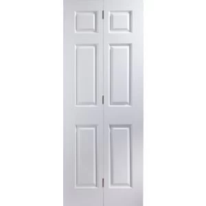 Image of 6 Panel Primed Woodgrain effect Unglazed Internal Bi fold Door H1981mm W762mm