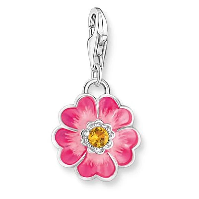 Image of Thomas Sabo 2208-496-7 Silver Charm Pendant With Pink Flower Jewellery