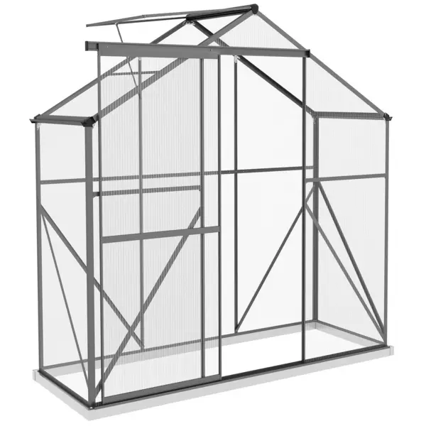 Image of Outsunny 6x2.5ft Polycarbonate Greenhouse - Dark Grey
