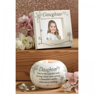 Image of Said With Sentiment Daughter Frame & Tea Light Scented Candle Set