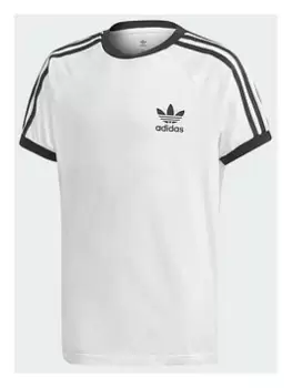 Image of Boys, adidas Originals Childrens 3 Stripes Tee - White Black, White/Black, Size 7-8 Years