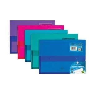 Image of Original Concord Stud Wallet File Vibrant Polyplus with Gusset A4 Assorted Colours Pack of 5