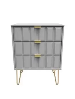 Image of Swift Cube Ready Assembled 3 Drawer Midi Sideboard - Grey
