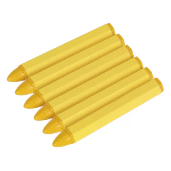 Image of Genuine SEALEY TST14 Tyre Marking Crayon - Yellow Pack of 6