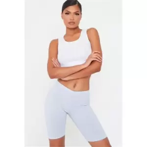 Image of I Saw It First Dusty Blue Jumbo Ribbed Cycling Shorts - Blue