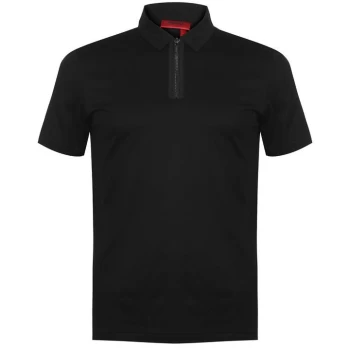 Image of HUGO Dolden Zip Polo - Black