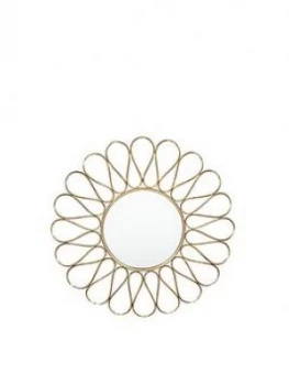 Image of Pacific Lifestyle Antique Gold Metal Petal Round Wall Mirror