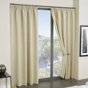 Image of Emma Barclay Cali Thermal Woven Blackout Pencil Pleat Curtains, Beige, 46 x 72 Inch
