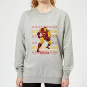 Image of Marvel Iron Man Womens Christmas Sweatshirt - Grey - M
