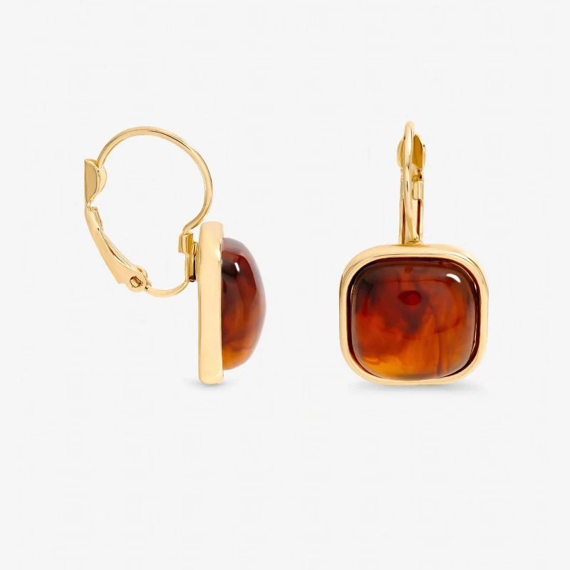Image of Mood Gold Plated Square Resin Drop Earrings Gold female One Size
