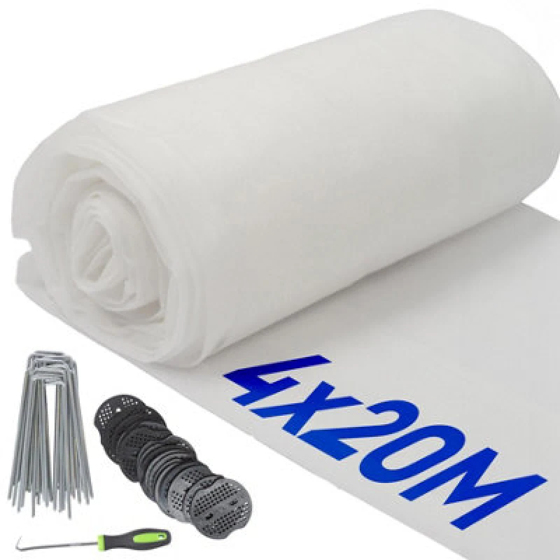 Image of Harbour Housewares Plant Fleece Frost Protection Set With Pegs & Plates - 4M X 40M (4 Rolls)