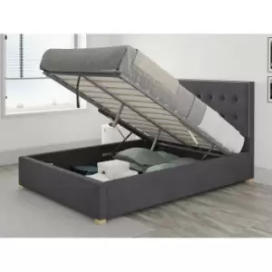Image of Presley Ottoman Upholstered Bed, Plush Velvet, Steel - Ottoman Bed Size Single (90x190)