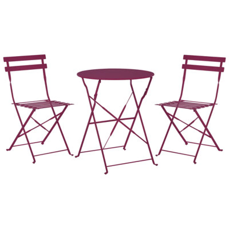 Image of Beliani Bistro Set Folding Fiori Metal Burgundy