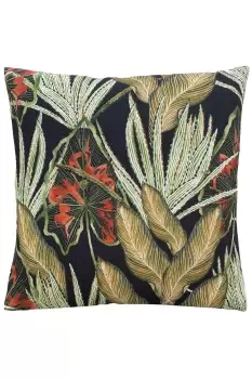 Image of Mogori Abstract Leaves Digitally Printed Velvet Cushion