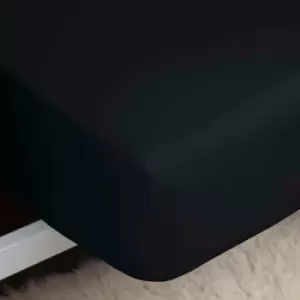 Image of Belledorm 200 Thread Count 100% Egyptian Cotton 12" Deep Fitted Sheet, Black, Super King