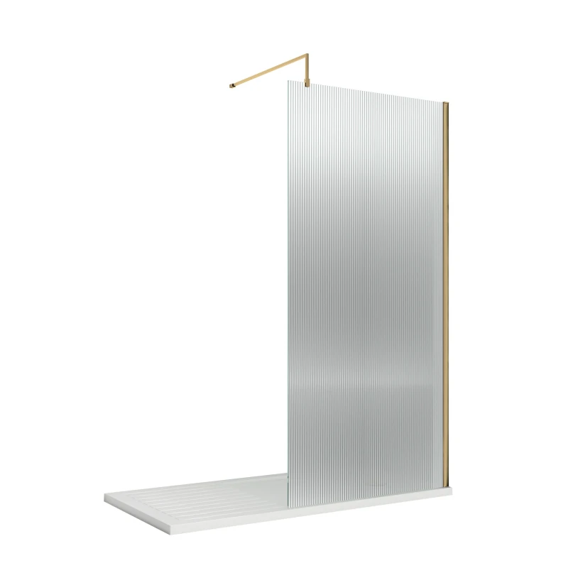 Image of Balterley 8mm Safety Glass Screen Support Bar Brushed Brass 1850x900mm Bronze
