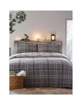 Image of Dreams & Drapes Woven D&D Derwent Check Duvet Cover Set Grey - Db